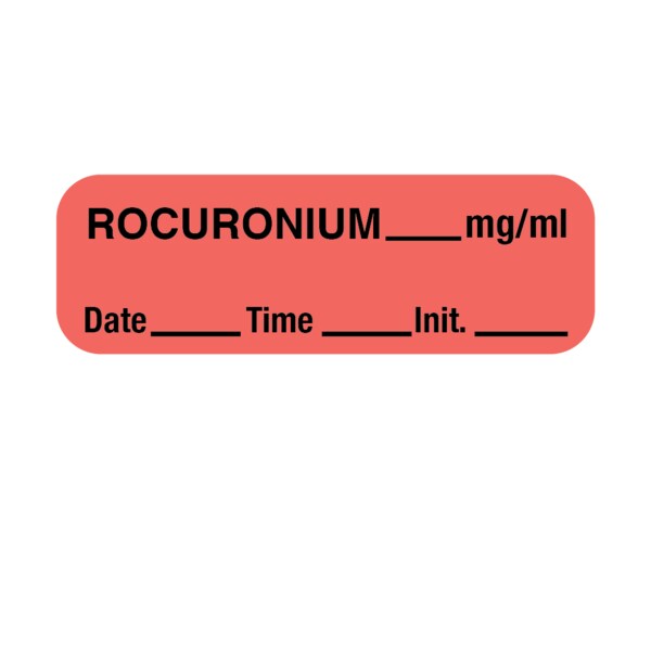 Label, Rocuronium 1/2" x 1-1/2" Flr Red w/Black